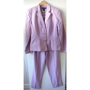 Vintage Harris‎ Wallace Suit Womens 6 Lavender Silk Linen Blazer Pants 80s 90s